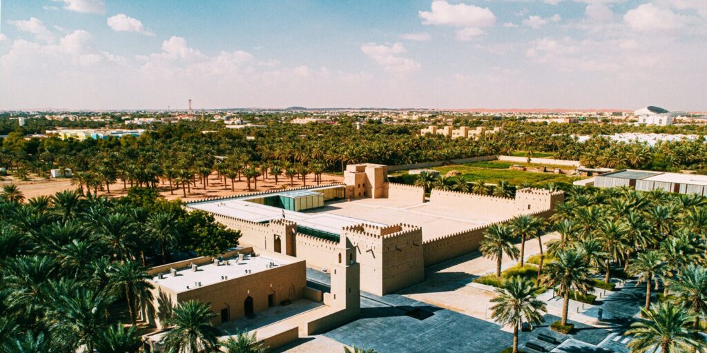 A scenic view of Al Ain's iconic landmarks, showcasing its rich cultural and natural heritage.