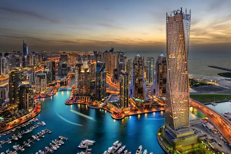 Best Things to Do in Dubai Iconic Dubai skyline featuring the Burj Khalifa and cityscape.