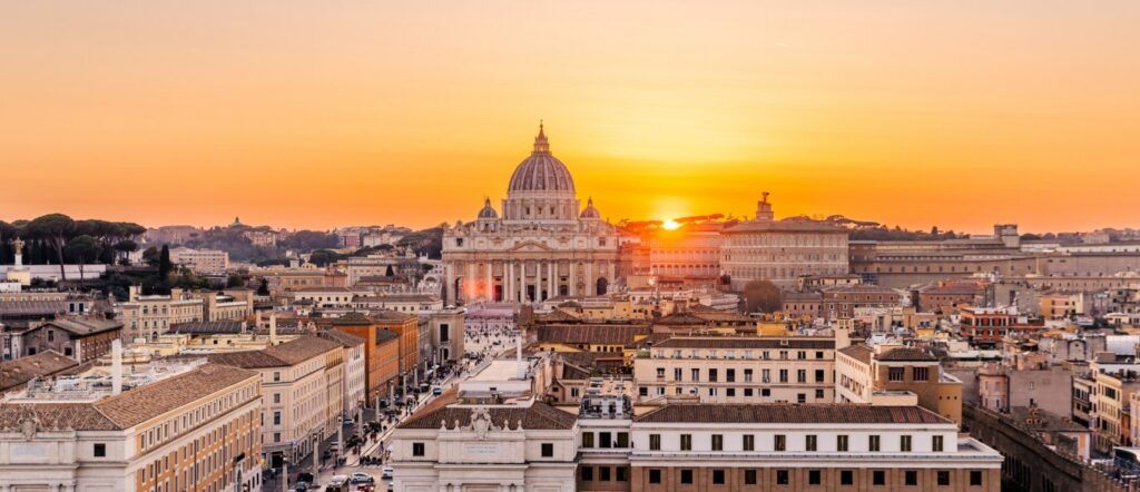 Panoramic view of the Colosseum in Rome, Italy